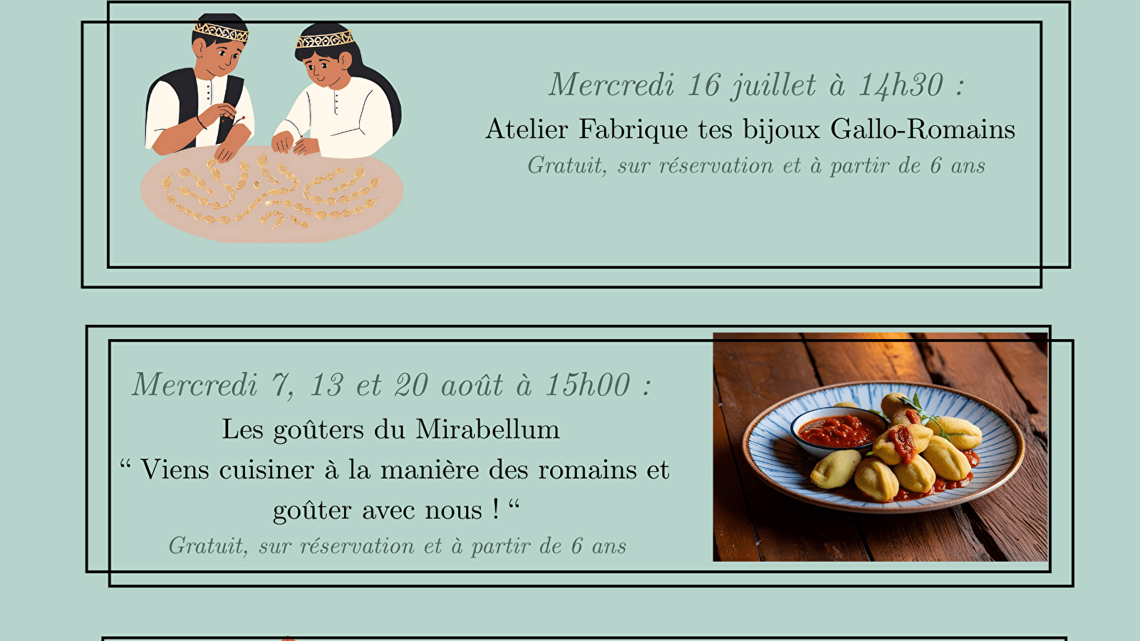 Programmation animations juillet et août 2025