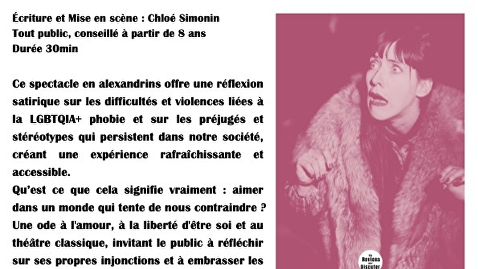 Théâtre, Cie 'Reviens pour discuter'