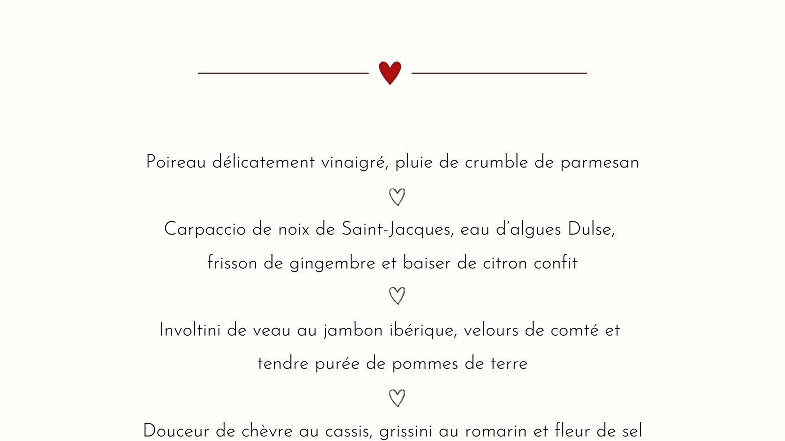 Notre menu de la Saint Valentin au restaurant Monaka ! 