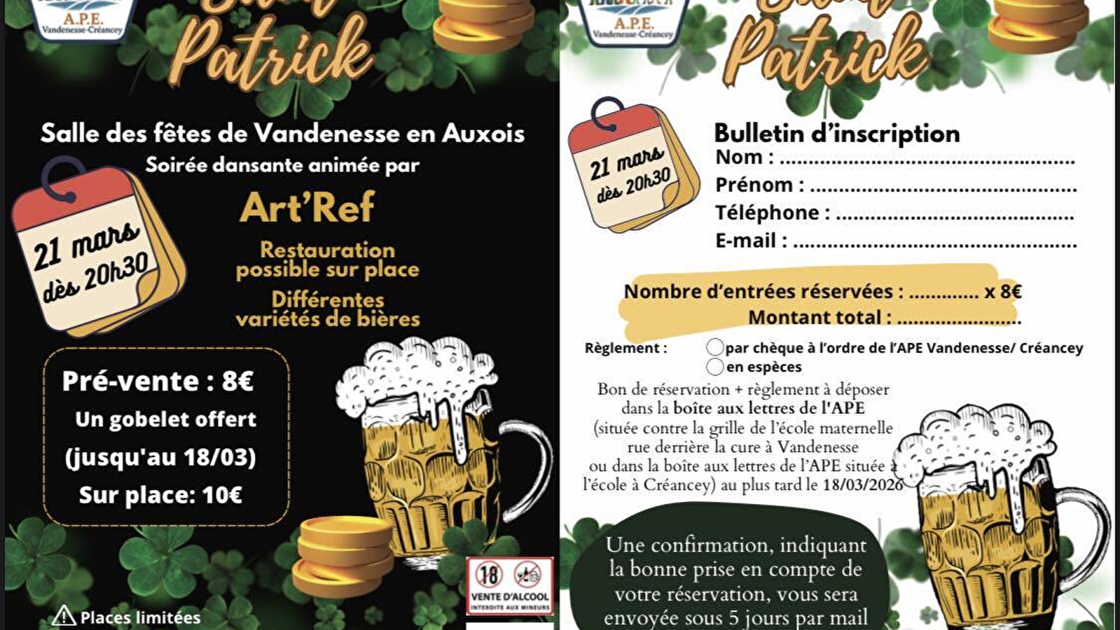 Soirée Saint Patrick- Vandenesse en Auxois