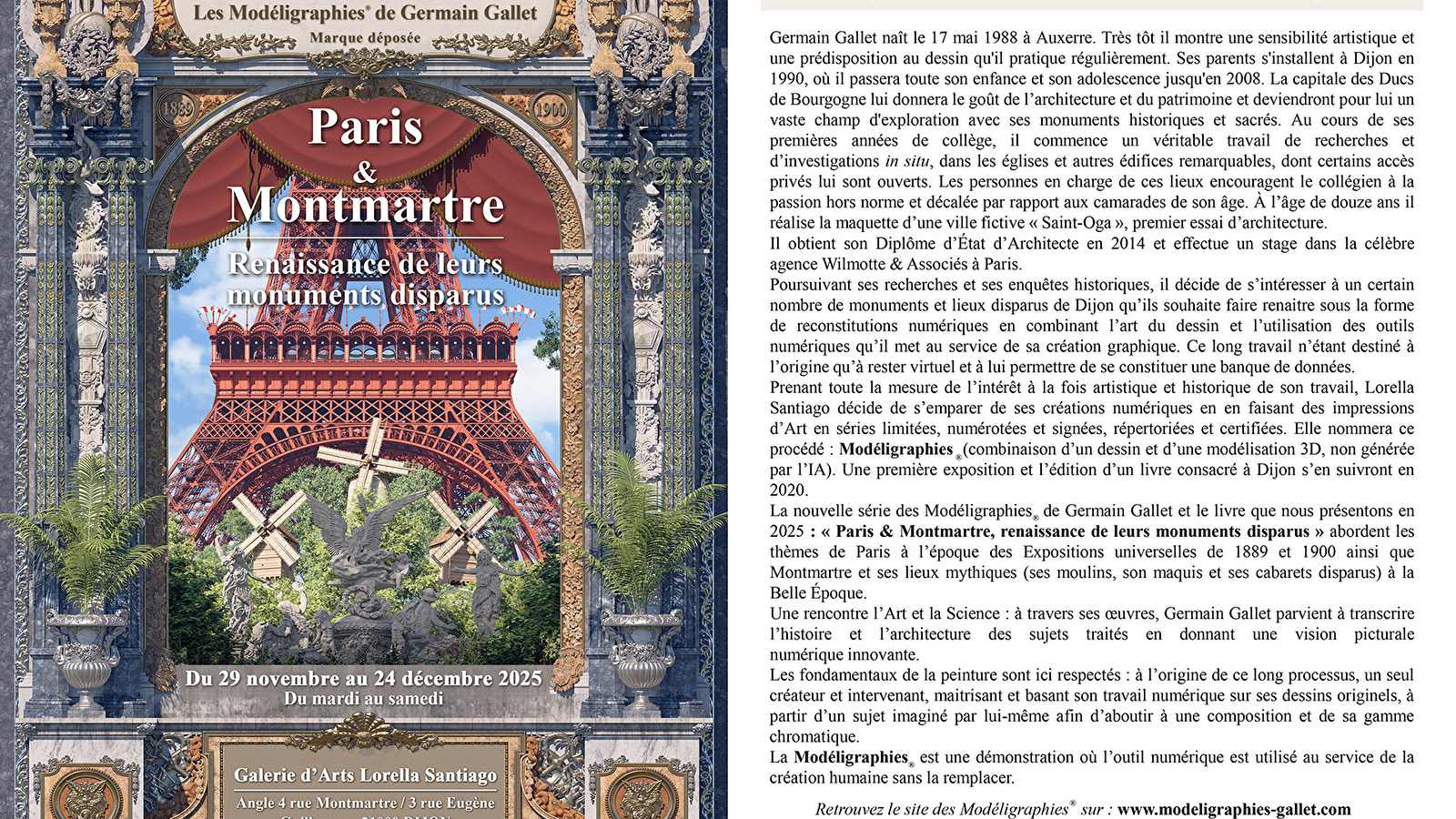 EXPOSITION-VENTE : Les Modéligraphies de Germain Gallet