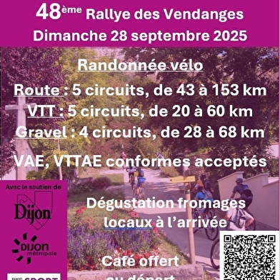 48 ème Rallye des Vendanges  : rando vélo route, vtt, gravel