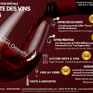 Domaine Loubet-Dewailly - Vente des Vins 2025 :  Dégustation Horizontale  'Découverte' : Pinot noir de la Côte de Beaune 2024
