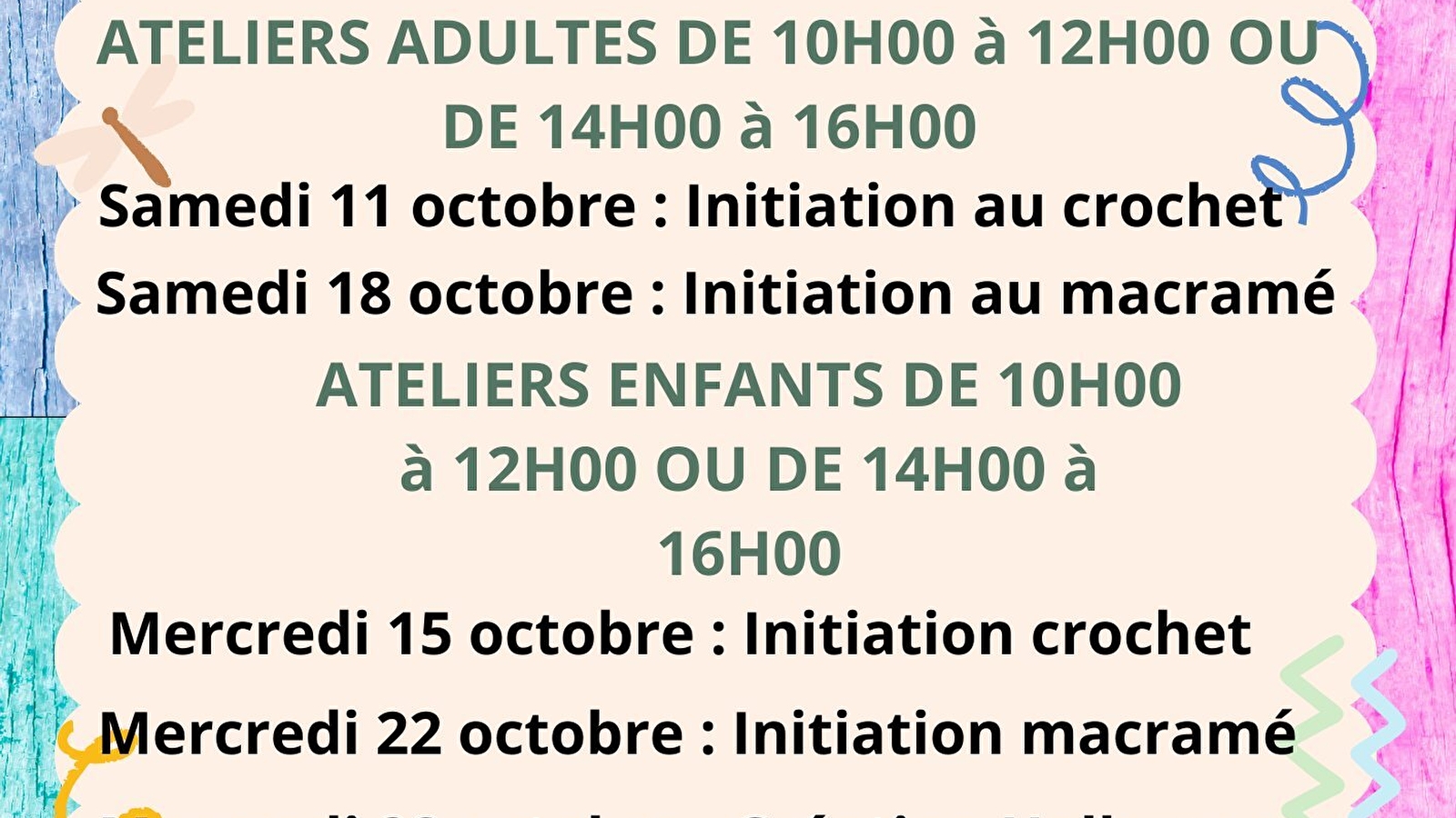 Ateliers créatifs adultes avec Créa'B