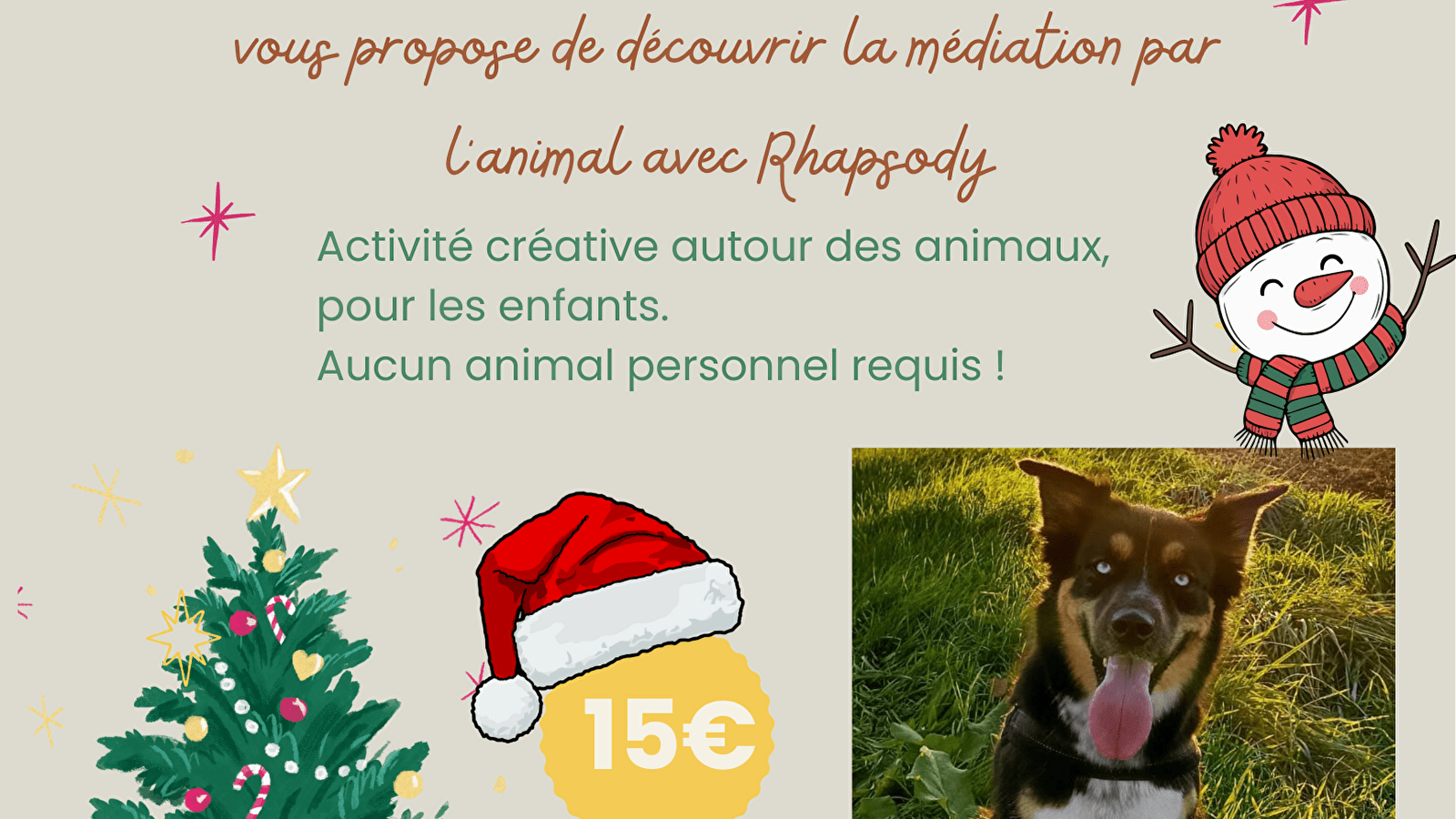 Atelier de noël par la médiation animale