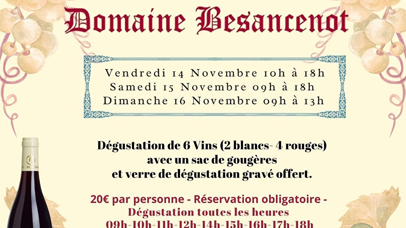 Domaine Besancenot - Vente des Vins 2025 : Dégustation Spéciale Vente de vins de Beaune 